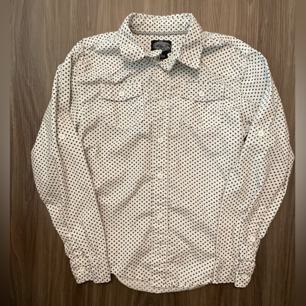 First Wave Big Boys White and Black Button Down Shirt size 12